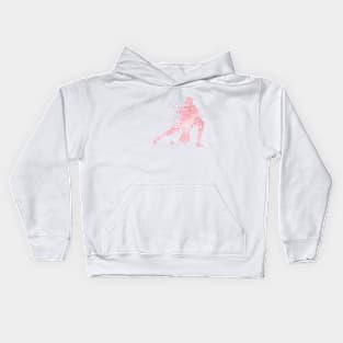 Baseball Player Catcher Watercolor Blush Pink Silhouette Kids Hoodie